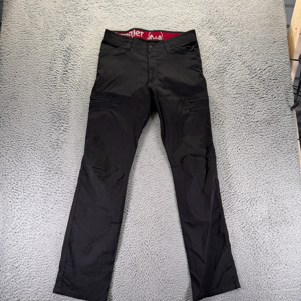 Wrangler‎ Pant Mens 32x32 Black Nylon Windbreaker Cargo Straight Hiking Stretch
